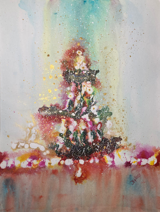 Weihnachten Tannenbaum Abstrakt "Christmas stars" (Aquarell)